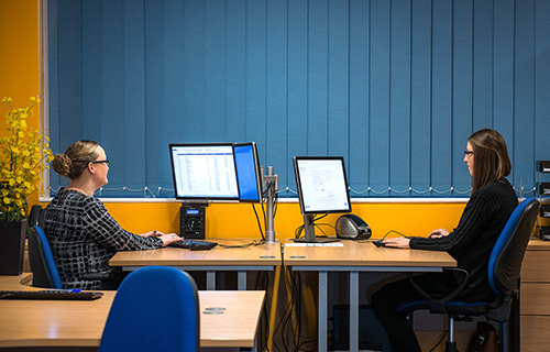 Image of two women working at computers